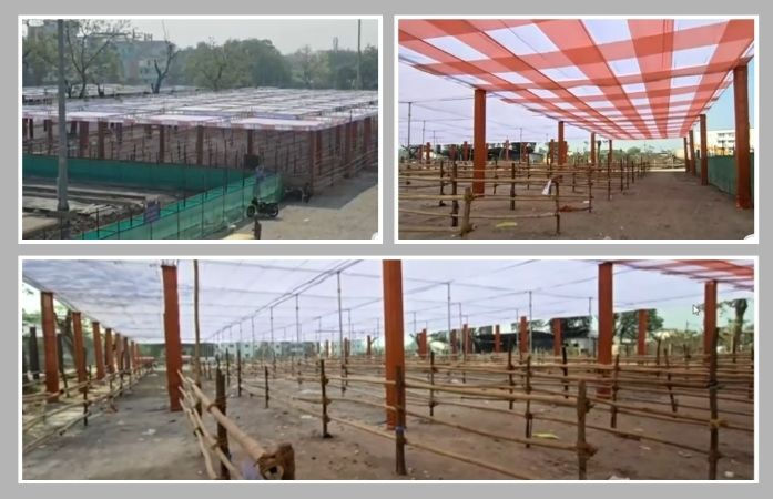 સુરત રેલવે સ્ટેશન પર મંડપ બંધાયા: હોળીમાં વતન જતા મુસાફરોને ગરમીથી મળશે રાહત, ભીડને કાબૂ કરવા તંત્ર તૈયાર