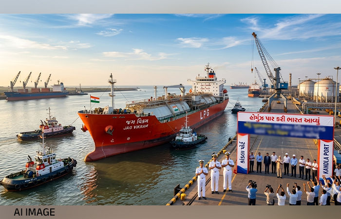 હોર્મુઝની નાકાબંધી વચ્ચે 20 હજાર મેટ્રિક ટન LPG લઈને 'જગ વિક્રમ' કંડલા બંદરે પહોંચ્યું
