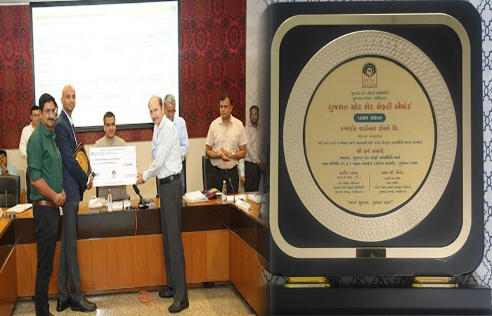 રાજ્ય સરકાર દ્વારા રાજકોટ વાડીનાર ટોલ વે લિમિટેડને 'ગુજરાત સ્ટેટ રોડ સેફટી એવોર્ડ' એનાયત
