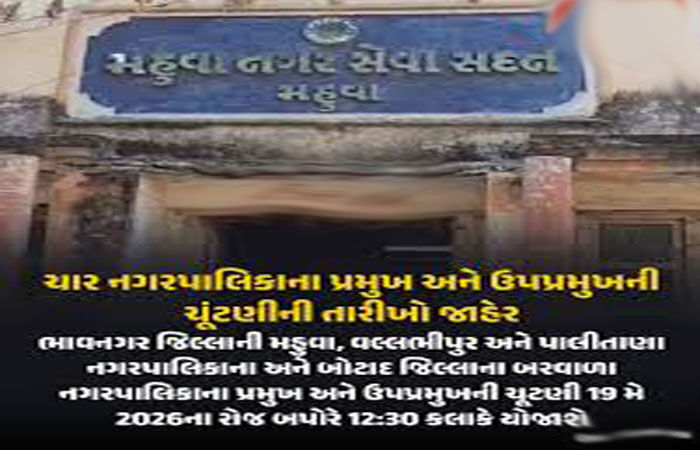 આજે ભાવનગર જિલ્લાની 3 પાલિકામાં પ્રમુખ-ઉપપ્રમુખની ચૂંટણી