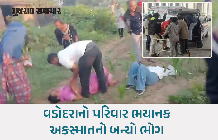 ગોધરા નજીક ગમખ્વાર અકસ્માત: લગ્નમાં જતા વડોદરાના પરિવારની કાર રેલિંગ કૂદી, 5 લોકો હવામાં ફંગોળાયા