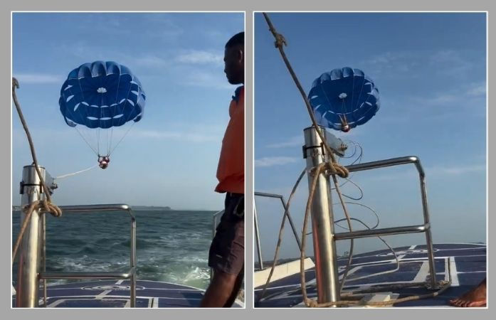VIDEO: ગોવામાં પેરાસેલિંગ વખતે કેબલ તૂટતા ટુરિસ્ટ દરિયામાં પડ્યો, બાગા બીચ પર બની ઘટના