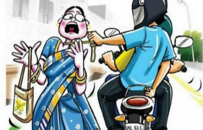 જામનગર: મહિલાના ગળામાંથી વધુ એક બાઇકચાલક ગઠિયો ચેઇન ઝુંટવીને ફરાર
