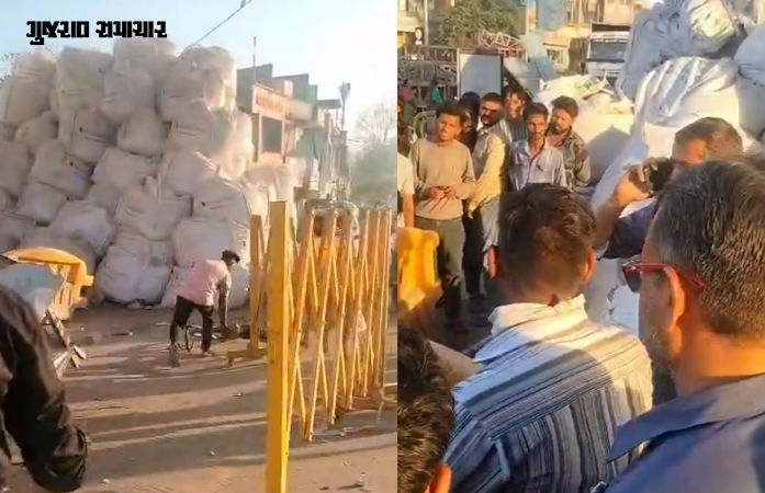 અમદાવાદ: હાટકેશ્વર બ્રિજ ડિમોલિશનમાં મોટી બેદરકારી, કોંક્રિટના કોથળા પડતા નીચે ઉભેલી મહિલા ઈજાગ્રસ્ત
