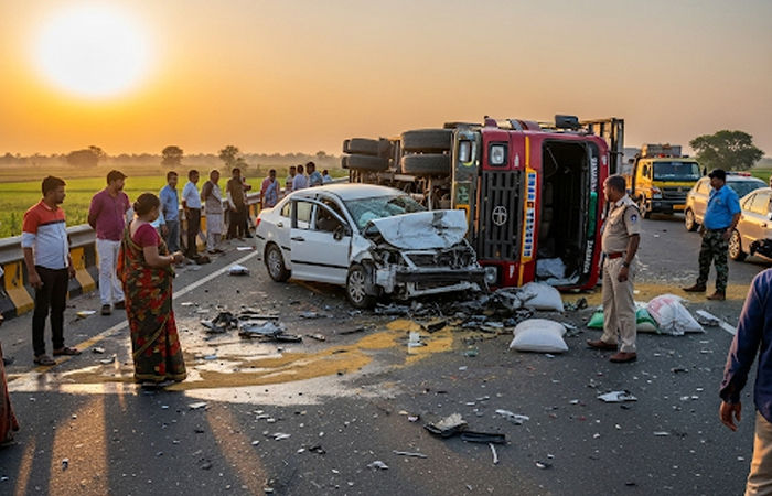 પટણા-ગયા હાઈવે પર ગોઝારો અકસ્માત, ટ્રક અને કારની ટક્કરમાં 5 વેપારીઓના દુઃખદ મોત
