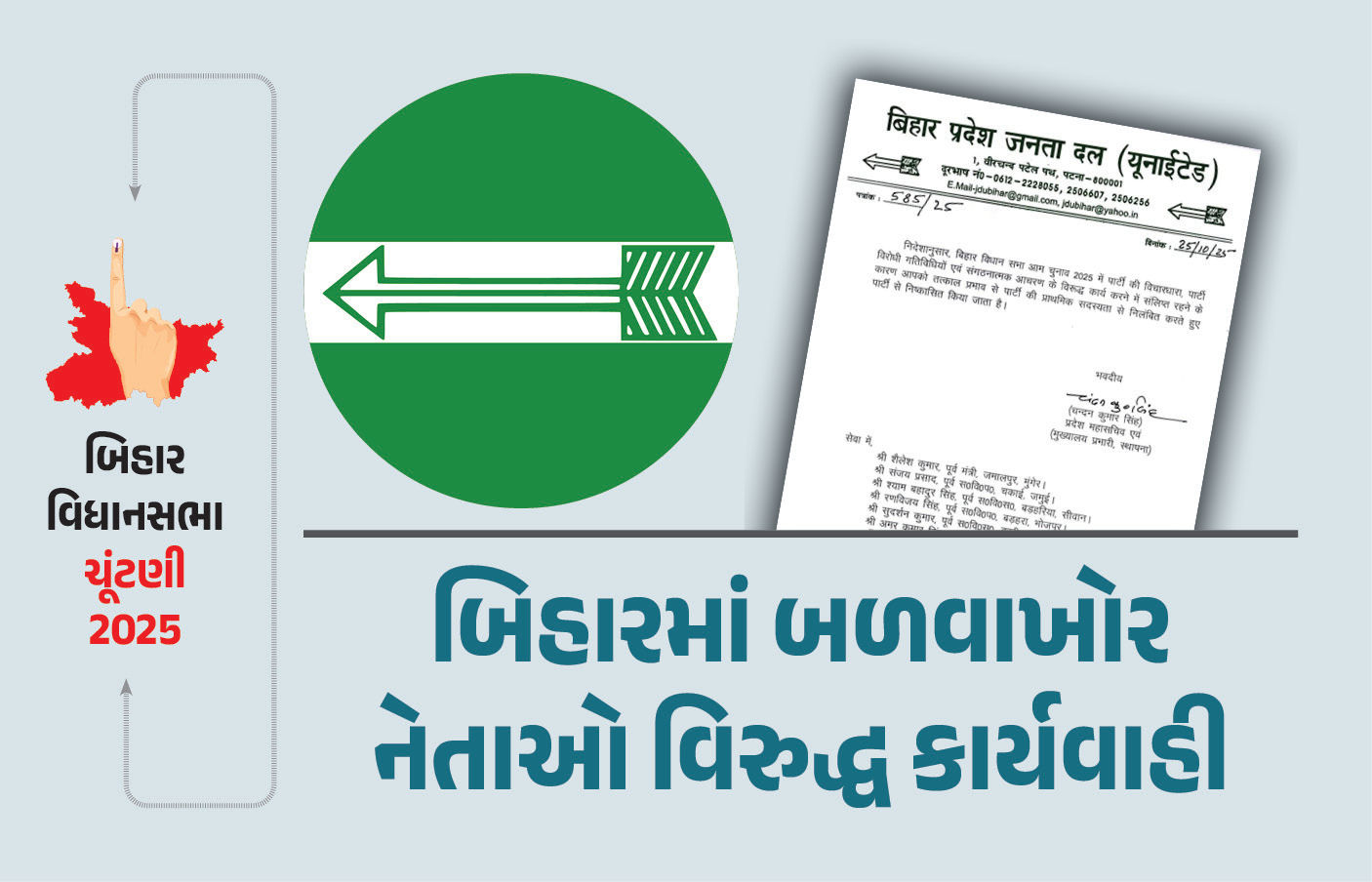 બળવાખોરો સામે JDUની કડક કાર્યવાહી... પૂર્વ મંત્રી-ધારાસભ્ય સહિત 11 નેતાને પાર્ટીમાંથી હાંકી કાઢ્યા
