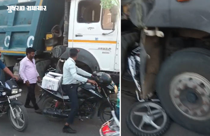 અમદાવાદના SG હાઈવે પર બેફામ ડમ્પરની અડફેટે બાઇક ચાલક સહિત 2ના મોત, ડ્રાઈવર ફરાર