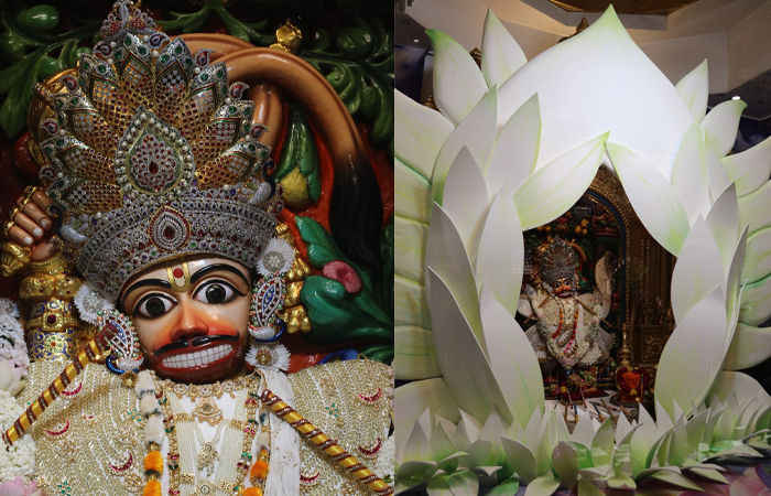 સાળંગપુર ધામમાં શરદોત્સવ નિમિત્તે શ્રી કષ્ટભંજનદેવ હનુમાનજી દાદાને કમળની થીમનો શણગાર