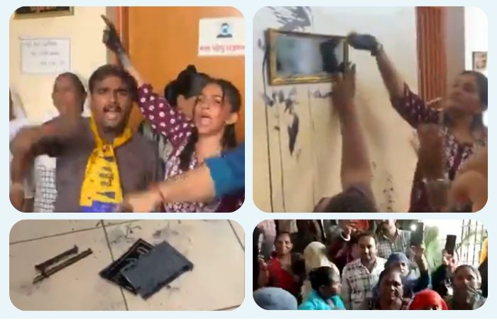 વડોદરામાં AAPનો હોબાળો: ખાડા અને ભ્રષ્ટાચાર મુદ્દે મેયર ઓફિસ પર દેખાવો, નેમપ્લેટ તોડી નાખી