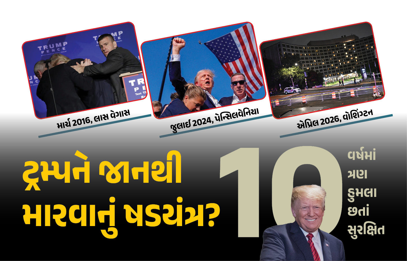 ડોનાલ્ડ ટ્રમ્પે ત્રીજી વખત મોતને હાથતાળી આપી! જાણો અત્યાર સુધીના તમામ હુમલાની ટાઈમલાઈન