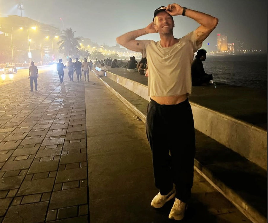 Chris Martin seen exploring Mumbai at iconic Marine Drive