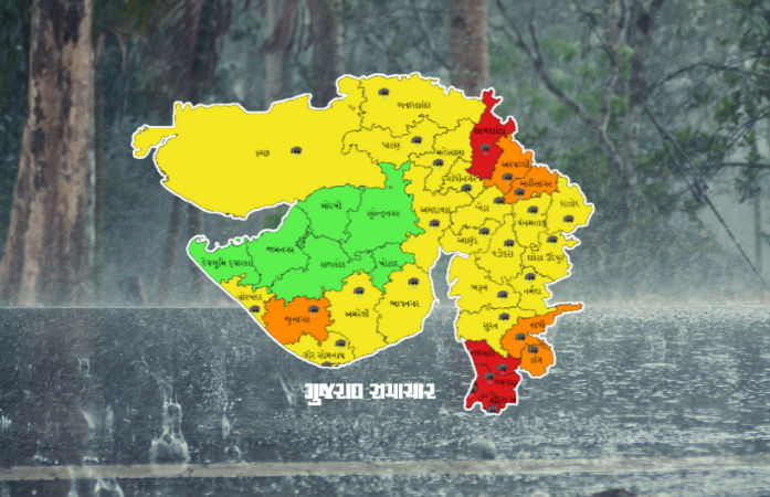 ગુજરાતમાં આગામી 6 દિવસ ભારે વરસાદની આગાહી, 15 થી વધુ જિલ્લામાં એલર્ટ