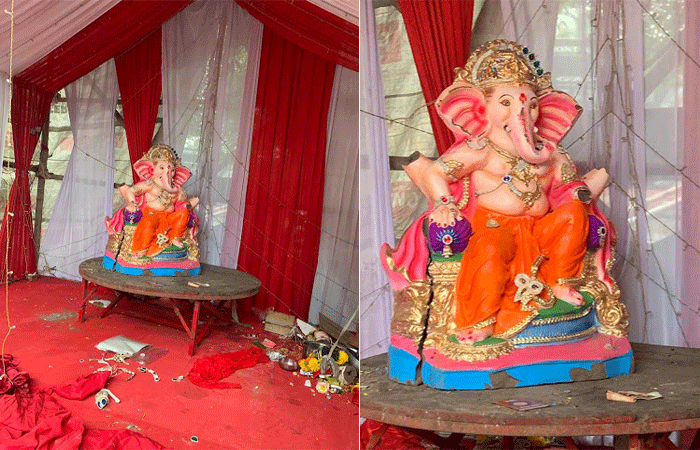 ખટોદરામાં ગણેશ પંડાલમાં ટીખળખોરોએ તોડફોડ કરી, મૂર્તિ ખંડિત થતા લોકોમાં રોષ