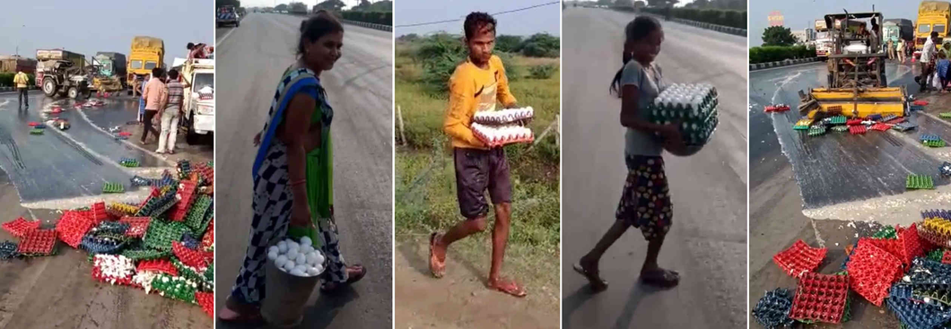 ભરૂચના નબીપુર નજીક ઈંડા ભરેલી પિક અપવાન પલટી