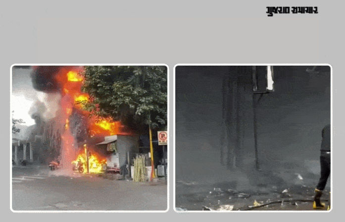 Fire at EV showroom in Surat’s Adajan, over 15 vehicles gutted, two adjoining shops damaged