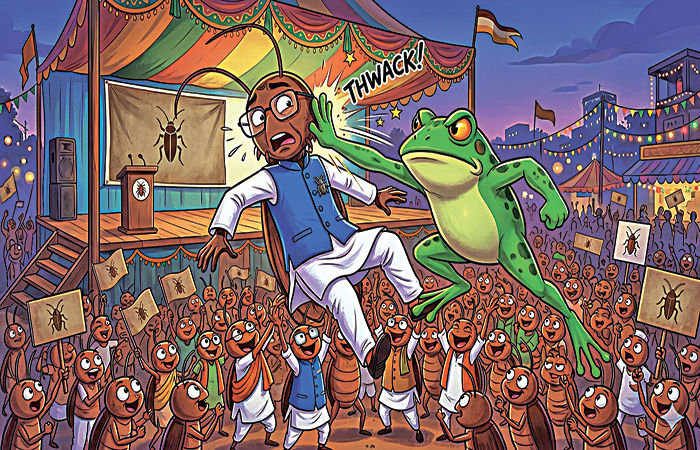 કોકરોચ કચવાટિયાને કટકચાવીને થપ્પડ