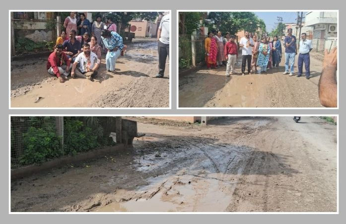 જામનગરમાં રસ્તાઓ પર 'રબડી રાજ', કોંગ્રેસ પ્રમુખ સહિતના નેતાઓએ કાદવમાં બેસી વિરોધ નોંધાવ્યો