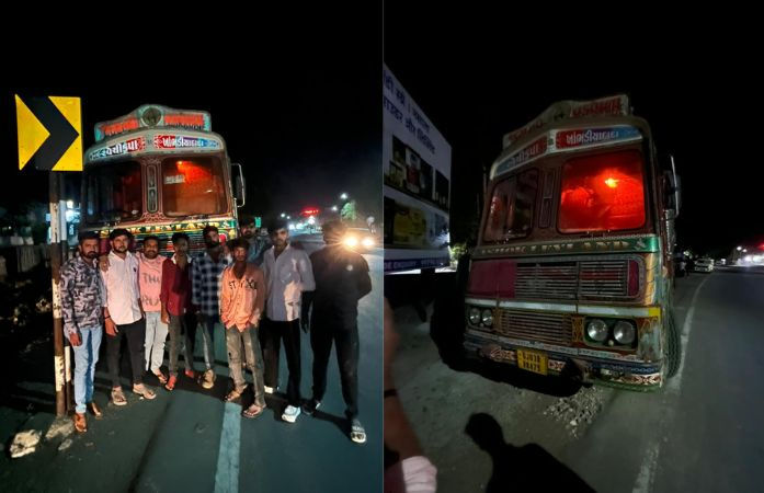 અમરેલી: લાઠીના ચાવંડ પાસે કતલખાને જતા 9 પશુઓ બચાવાયા, ટ્રક સહિત 58 લાખનો મુદ્દામાલ જપ્ત