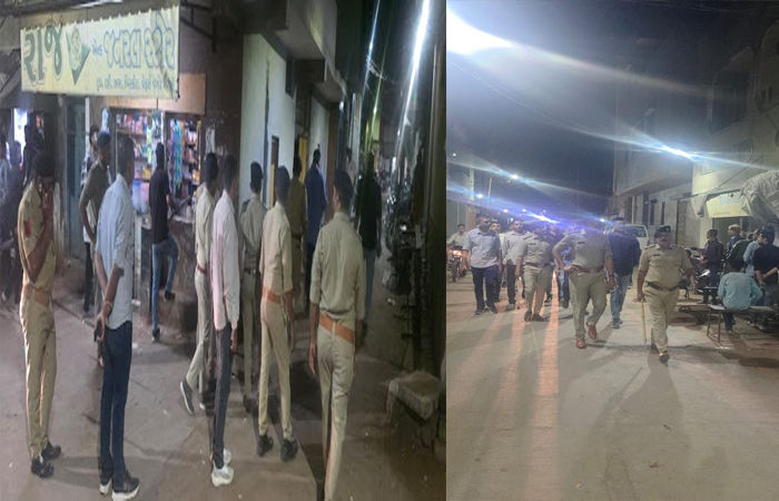 જામનગર શહેરના સંવેદનશીલ વિસ્તારમાં ઈદની પૂર્વી રાત્રે પોલીસ દ્વારા ફૂટ પેટ્રોલિંગ કરાયું