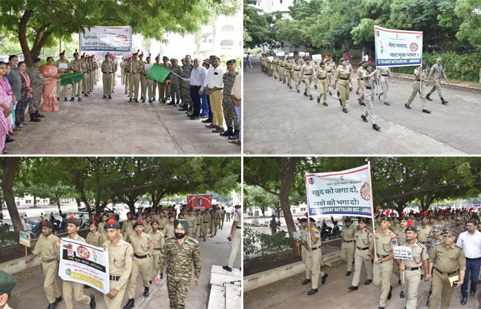 NCC કેડેટ્સ દ્વારા જામનગરની સત્યસાંઈ સ્કુલ ખાતેથી 'ડ્રગ ફ્રી ઇન્ડિયા' રેલીનું આયોજન કરાયું