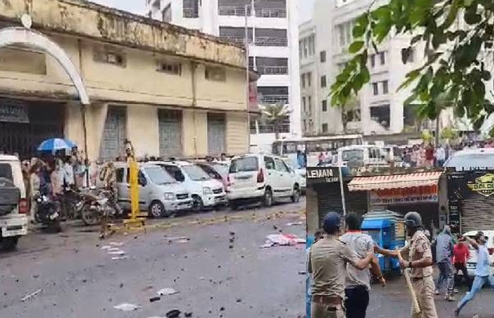 Stone pelting near Congress office in Ahmedabad