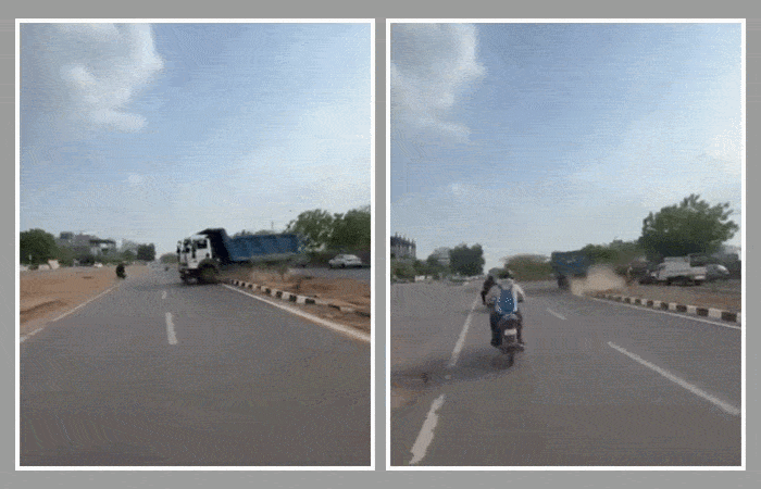 અમદાવાદ: જગતપુર ચાર રસ્તા પાસે જીવલેણ ડ્રાઈવિંગ કરતો ડમ્પર ચાલક ઝડપાયો, વીડિયો વાઈરલ થતાં પોલીસની કાર્યવાહી