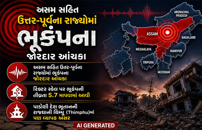 અસમ અને ઉત્તર-પૂર્વમાં ભૂકંપના જોરદાર આંચકા: 5.7ની તીવ્રતાથી ધ્રૂજી ધરા, ભૂતાનમાં હતું કેન્દ્રબિંદુ