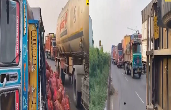 વડોદરા APMC સામે કેળાના બિયારણ ભરેલી ટ્રક પલટી મારી જતા પાંચ કિલોમીટર ટ્રાફિક જામ