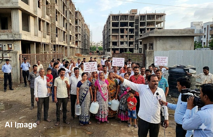 લાઇટ બિલ નહીં ભરતા સાંઇનાથ કન્સ્ટ્રક્શન સાઈટના 80 પરિવારોની લાઈટ, પાણી, લિફ્ટની સુવિધા છીનવાતા હેરાન