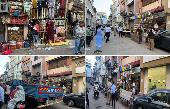 સુરતના ચૌટા બજાર દબાણ હટાવવા પાલિકા-પોલીસ માટે મોટો પડકાર : બે દિવસની કામગીરી છતાં ત્રીજા દિવસે દબાણ યથાવત