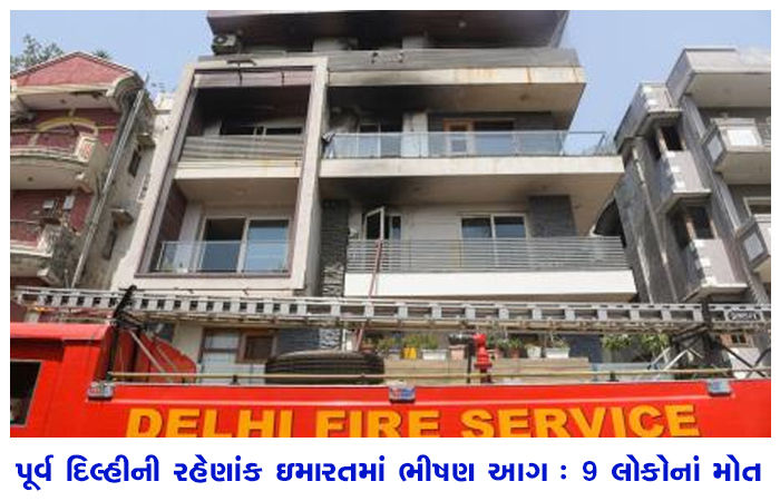 પૂર્વ દિલ્હીની રહેણાંક ઇમારતમાં ભીષણ આગ : 9 લોકોનાં મોત