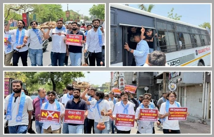 NSUI protests near Gujarat University over alleged NEET paper leak, irregularities