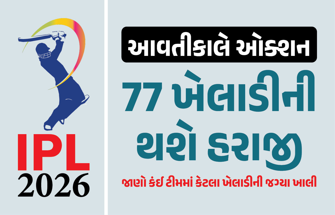 આવતીકાલે IPL મિનિ ઓક્શન : શું સૌથી મોંઘા ખેલાડીનો રેકોર્ડ તૂટશે? જાણો કઈ ટીમ પાસે કેટલી રકમ