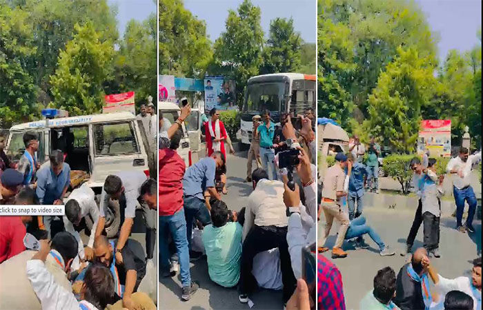 જ્ઞાન સહાયક યોજનાના વિરોધમાં ભાજપ કાર્યાલય સામે શિક્ષણ મંત્રીના પૂતળાનુ દહન, 30ની અટકાયત