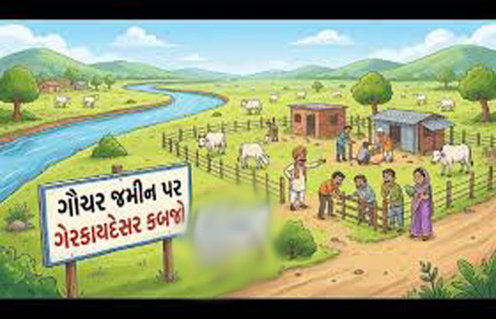 ધ્રાંગધ્રાના જસાપરમાં  ગૌચર જમીન પર ભૂમાફિયાઓનો કબજો યથાવત્