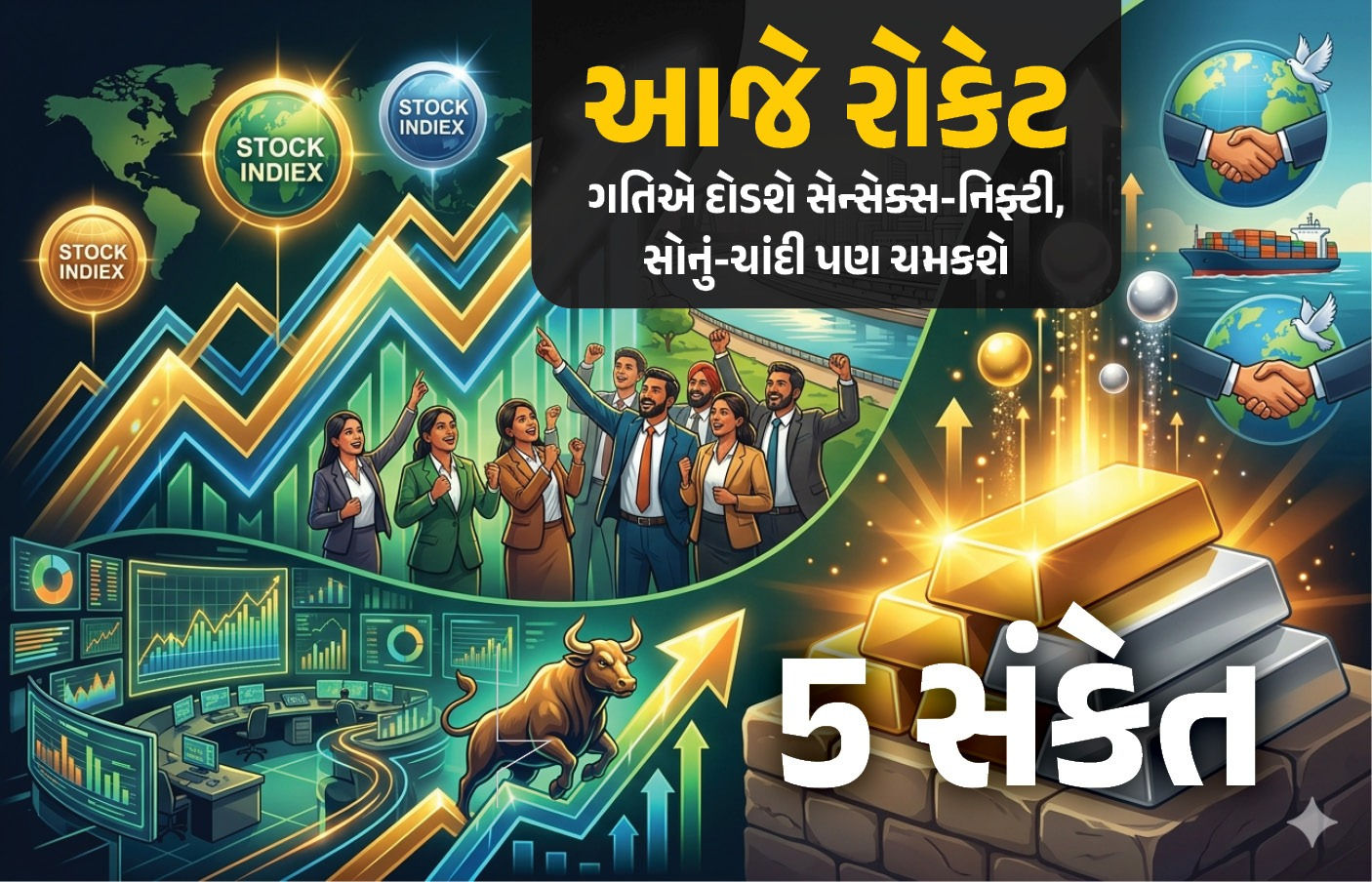 આજે શેરબજારમાં મોટો ઉછાળો થવાના એંધાણ, આ 5 સંકેતથી સેન્સેક્સ-નિફ્ટીમાં આવશે તેજી