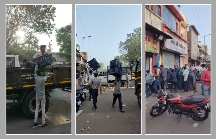 અમદાવાદ: કાલુપુર ફ્રૂટ માર્કેટમાં AMCની કાર્યવાહી, ટ્રાફિકને નડતરરૂપ દબાણો દૂર કરાયા