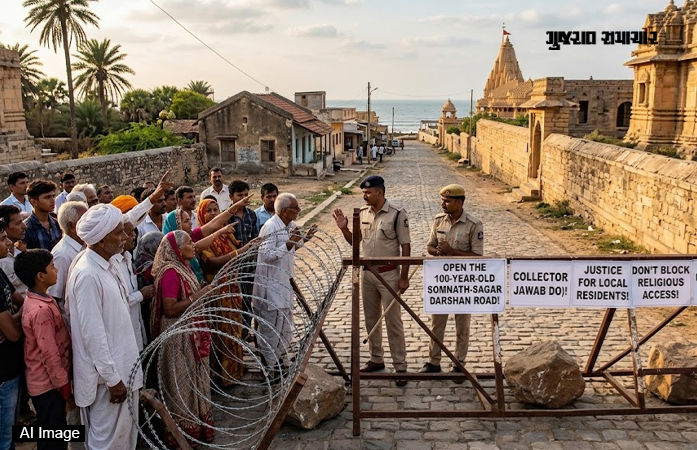 ગીર સોમનાથ: 'જાહેર રસ્તો બંધ કરવાનો પાવર કલેક્ટરને કોણે આપ્યો?', ગુજરાત હાઈકોર્ટે માગ્યો જવાબ