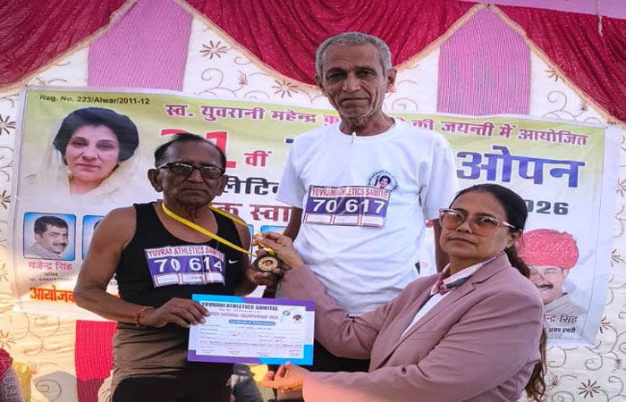 70 વર્ષના રમતવીરે રાજસ્થાન એથલેટિક્સ રમતમાં ૩ ગોલ્ડમેડલ મેળવ્યાં