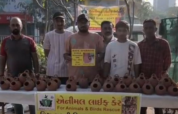 વિશ્વ ચકલી દિવસ: અમદાવાદમાં 'એક પ્રયાસ ચકલી બચાવવાનો' અભિયાન, પરિમલ ગાર્ડન ખાતે વિનામૂલ્યે ચકલીના માળાનું વિતરણ