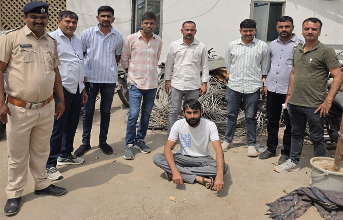 લીંબડીના રાસકામાં થાંભલા પરથી વાયરની ચોરી કરનાર તસ્કર ઝડપાયો