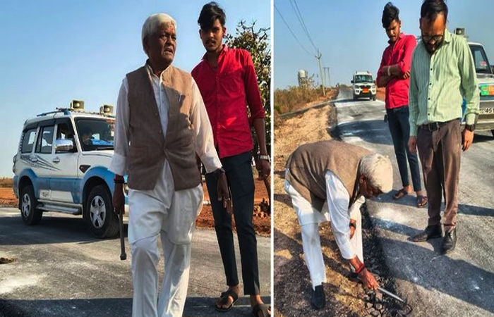 હથોડો લઈને રોડ ખોદી કાઢ્યો, ભાજપના ધારાસભ્યએ પોતાની જ સરકારના ભ્રષ્ટાચારની પોલ ખોલી