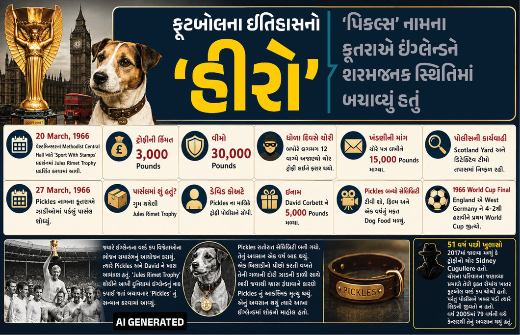 ફિફા વર્લ્ડ કપ 1966ની ટ્રોફી ચોરાઈ ગઈ હતી, જાણો પછી કેવી રીતે એક કૂતરાએ એ કેસ સોલ્વ કર્યો!
