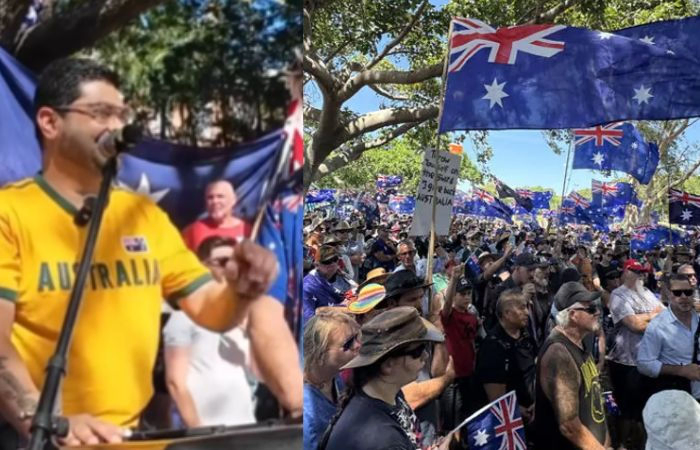 Indian man pushed, booed while speaking at anti-immigration protest in Australia