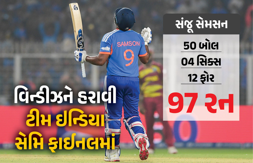 વિન્ડીઝને હરાવી ટીમ ઇન્ડિયા સેમિ ફાઈનલમાં, સંજૂ છવાયો, હવે ઈંગ્લેન્ડ સામે થશે ટક્કર