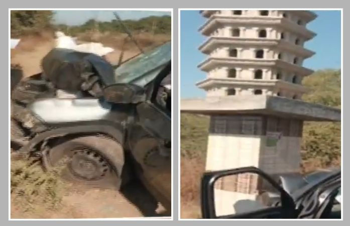 વિસાવદરના ચાપરડા નજીક ભયાનક અકસ્માત: બાઈકચાલકને બચાવવા જતાં કાર ચબૂતરા સાથે અથડાઈ, બેના મોત