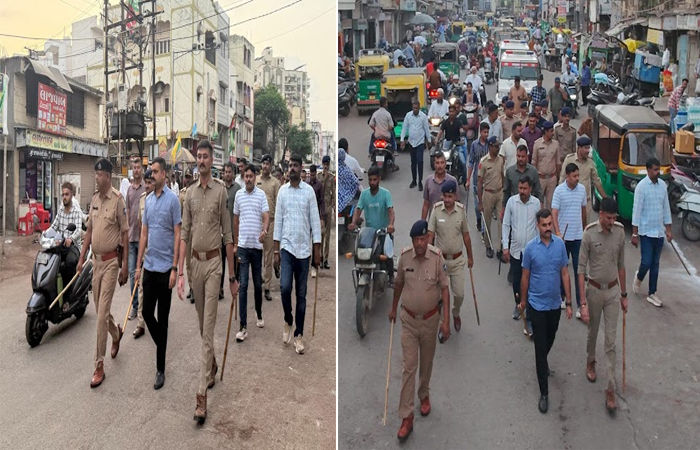 જામનગરમાં પોલીસ અને એલસીબીની ટીમ દ્વારા સંવેદનશીલ વિસ્તારમાં ફૂટ પેટ્રોલિંગ કરાયું : શાંતિની અપીલ