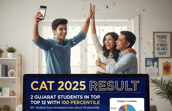 CATમાં ગુજરાતના બે વિદ્યાર્થી 100 પર્સન્ટાઈલ સાથે દેશના ટોપ-12માં, અમદાવાદના 50થી વધુ વિદ્યાર્થીને 99થી વધુ પર્સન્ટાઈલ