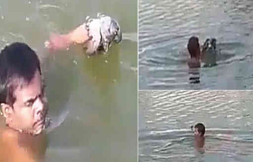 વડોદરા: દિકરીની જીદ પૂરી કરવા પપ્પાએ સુરસાગર તળાવમાં ઝંપલાવી ઈજાગ્રસ્ત કબૂતરને બચાવ્યું