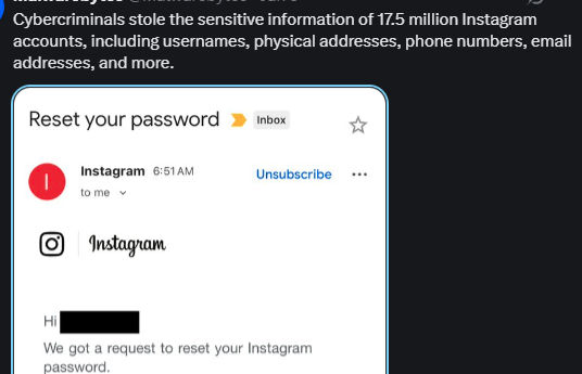 Cybercriminals steal data of 17.5 million Instagram accounts: Cybersecurity firm